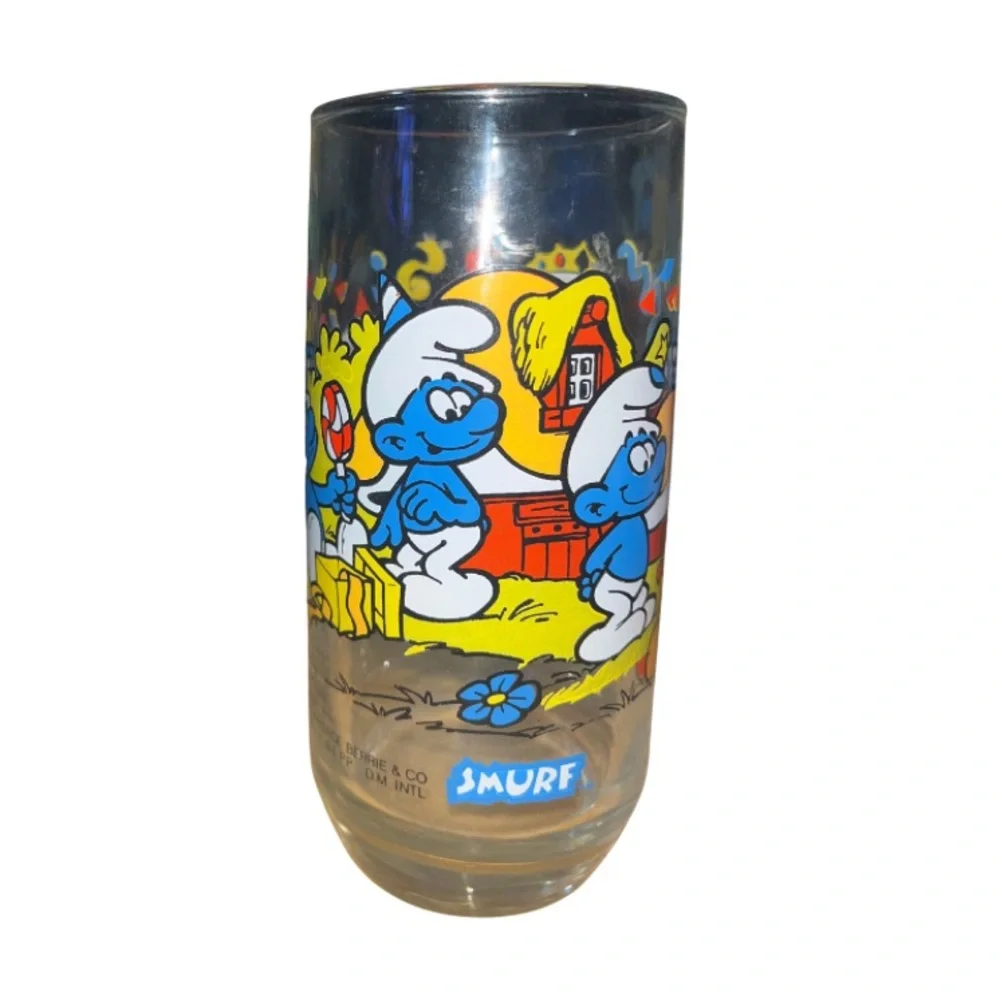 Vintage 1983 Smurfs Hardee's Collector Glass
